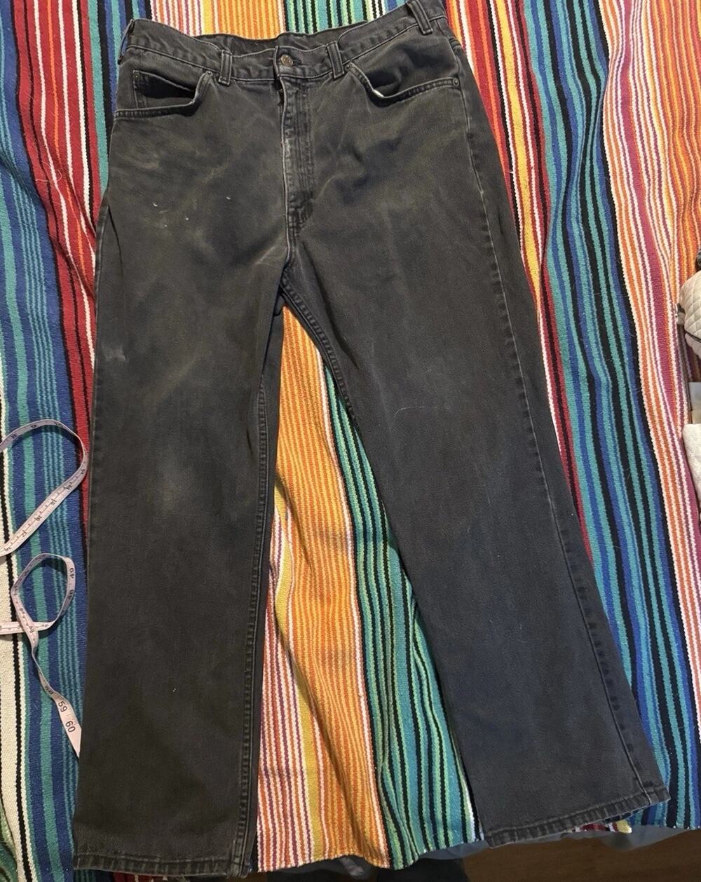 Vintage Levi's 619 Orange Tab Jeans Black Made in Canada Tag 36x30 (Fits 34x28)